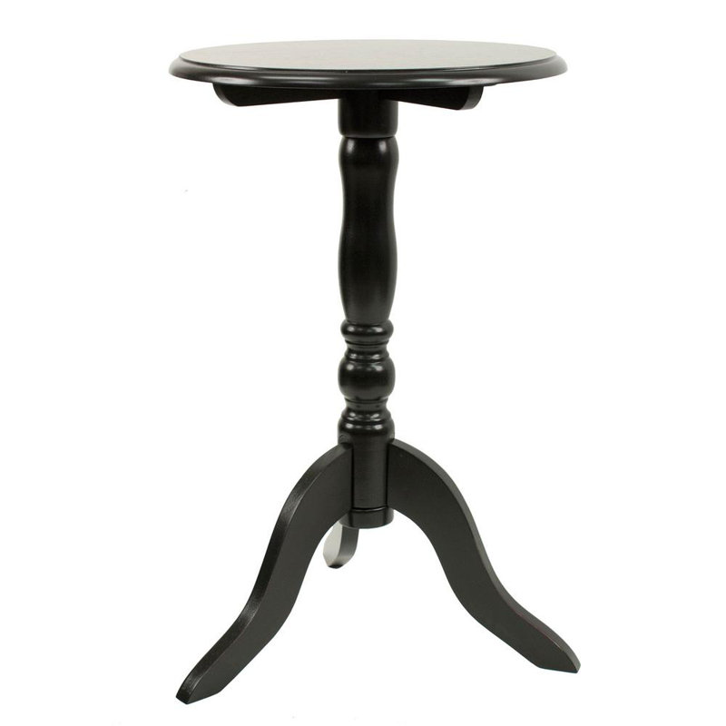 24 Round Pedestal Accent End Table, Black