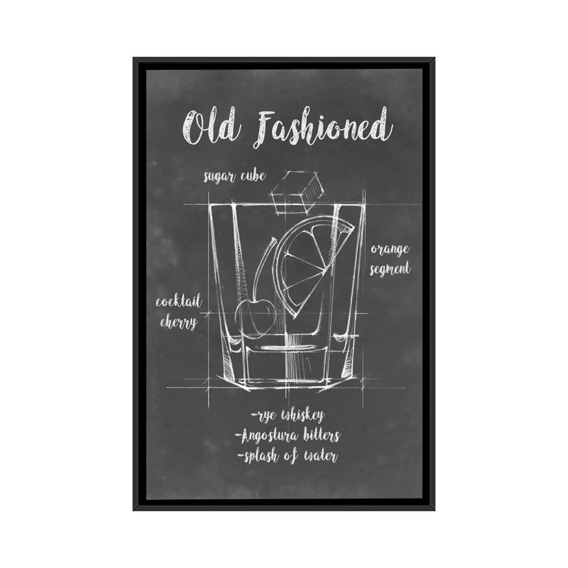 « mixologie i », art textuel sur toile, H 26 po x l 18 po x P 1,5 po, Toile avec cadre noir, Pas de tapis