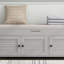 Storage Bench With 3 Shutter-Shaped Doors, Shoe Bench With Removable Cushion And Hidden Storage Space (Antique Navy, OLD SKU: WF284226AAM)-1081146114