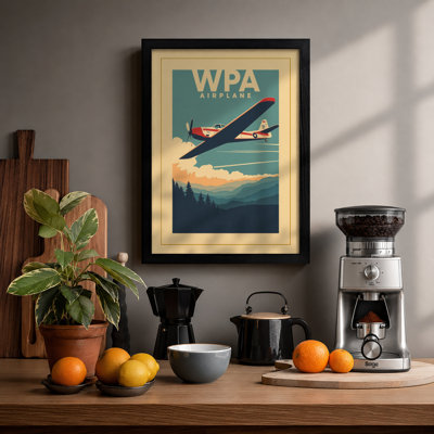 Wings Over Mountains Vintage - Framed Print