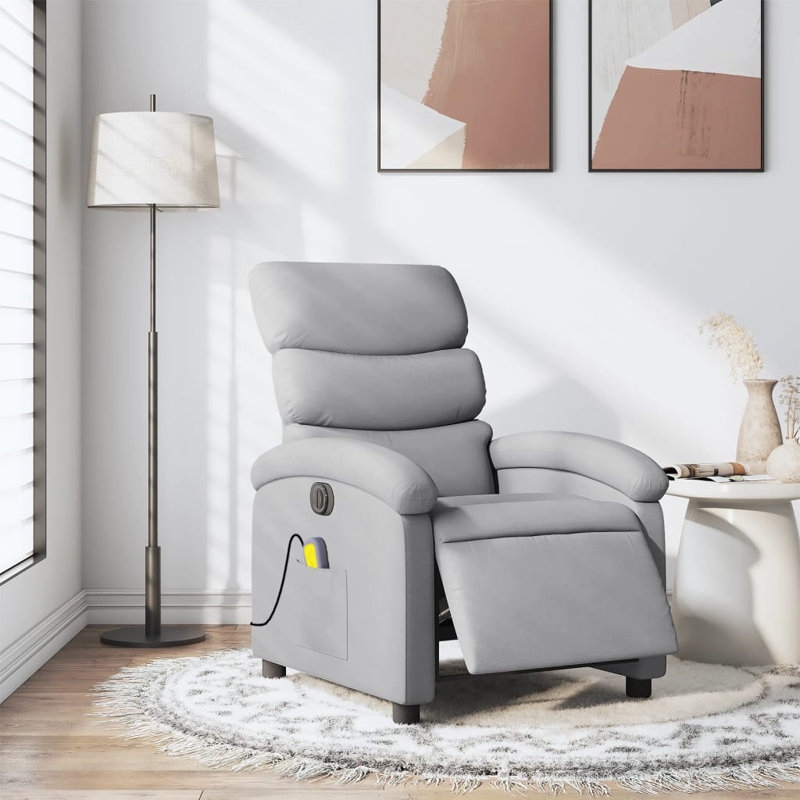 Fauteuil de massage inclinable électrique, Tissu gris pâle