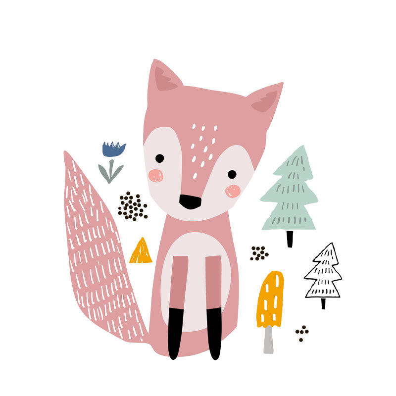 " Cartoon Fox " by Solodkayamari, 12" H x 12" W x 1.25" D, No, Wrapped Canvas