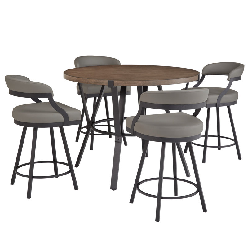 Ensemble de 5 tables rondes Alisier, Gris