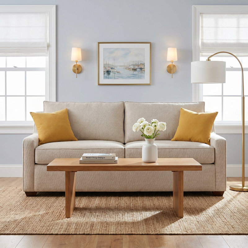 Gemi 72'' Upholstered Sleeper Sofa, Bayou Flame Canvas