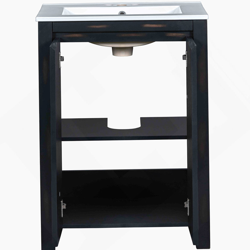 Petit meuble-lavabo 24 "avec lavabo en céramique