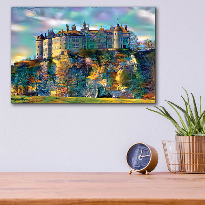  «Belgique Drehance Dinant Walzin Castle» par Pierre Gavidia, art mural en verre acrylique, 16 po x 12 po