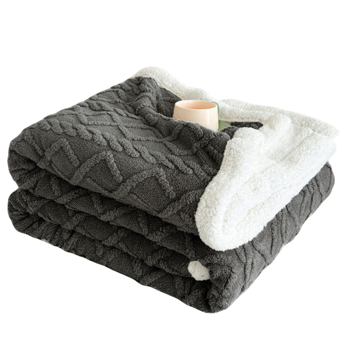 Knit Sherpa Throw Blanket, Reversible Soft Warm Throw for Couch Bed Sofa, Cozy Blanket for Bedroom Living Room, Machine Washable