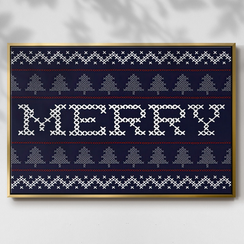 Merry, toile tendue sur toile tendue avec chandail, H 27 po x l 41 po x P 1,5 po, Or