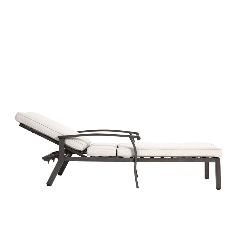 Adjustable Beige Aluminium Cast Lounge Chair With Cross Weave And Rolling Wheels, Material, Package Depth 41.73 In, Width 24.41 Height 12.99 Weight 40.79 Lb Wheels Featuring , Size X