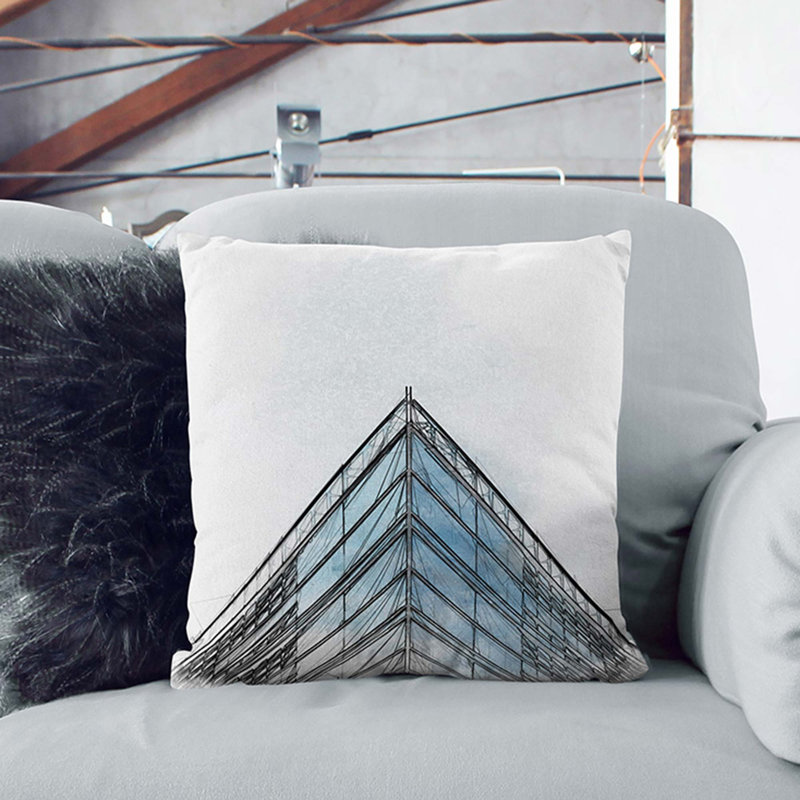 Abstract Square Throw Cushion, 40cm H x 40cm W x 15cm D, Black