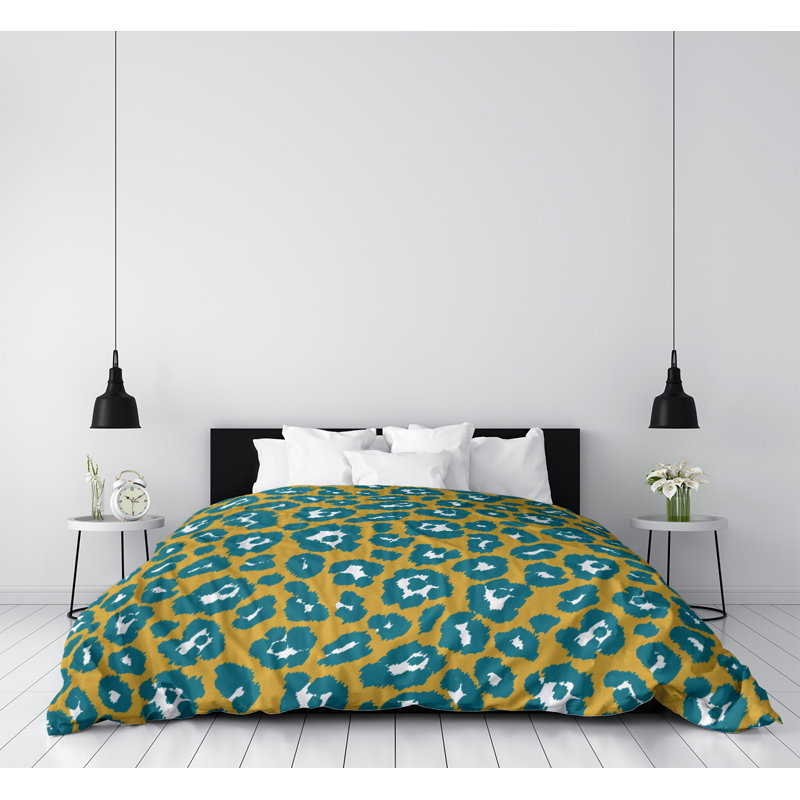Housse de couette simple Freidrich, Polyester brossé, Jaune/vert, Housse de couette pour grand lit