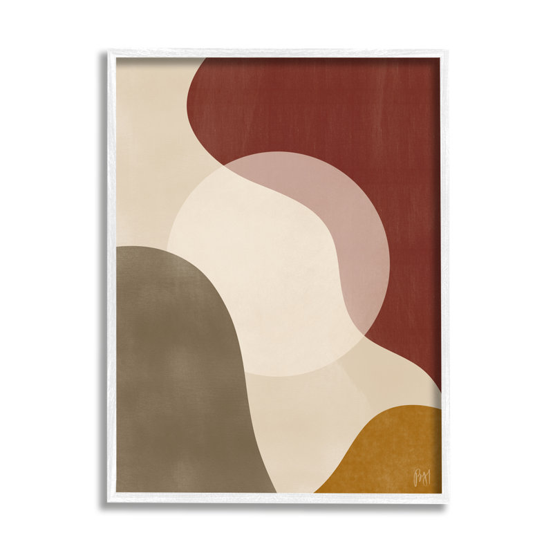 «Collusioning Worlds Abstraction Desert Sun Tones» brun, rouge, estampe numérique encadrée, art texturé par Birch & Ink
