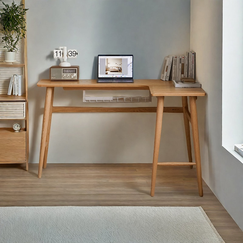 L-shaped Wood Solid Wood desk, 29.72" H x 62.99" W x 15.75" D