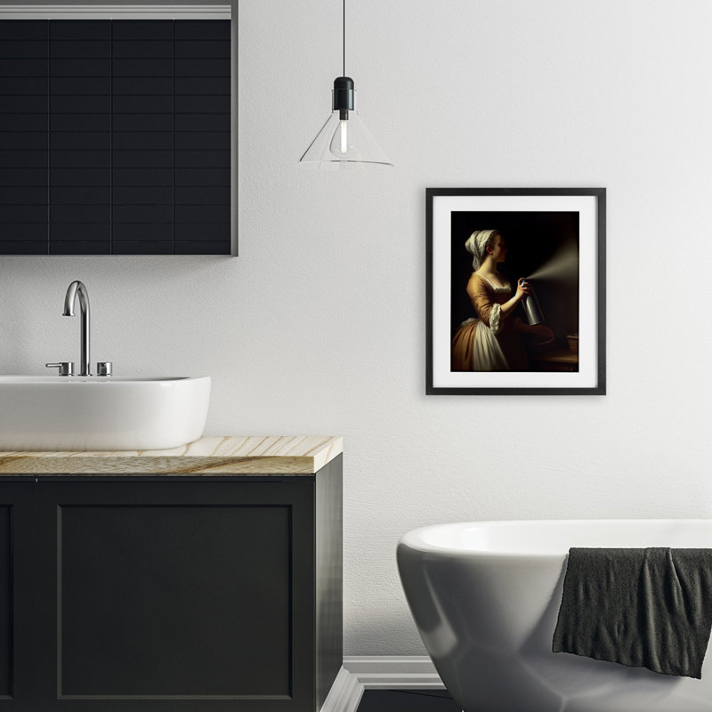 «Funny Vintage Lady», reproduction d'art encadrée sous verre, lettrée et doublée, Cadre noir minuit, H 16 po x l 13 po