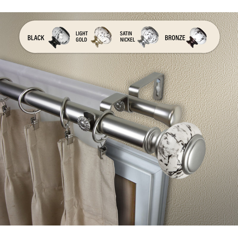 Tringle à rideaux double Nisswa, H 2,75 po x l 240 po x P 6,75 po, Nickel satiné