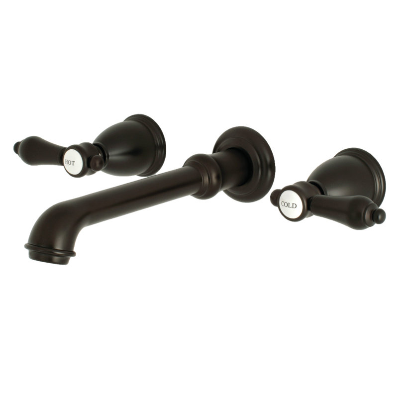 Kingston Brass Heirloom Two-Handle 3-Hole Wall Mount Bathroom Faucet, Oil Rubbed Bronze