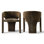 Set of 2 Modern Upholstered Dining Chairs With Curved Back And Unique Base