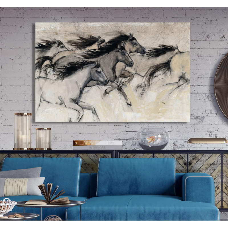 «Horses in Motion I», reproduction, H 12 po x l 18 po x 1,5 po, Toile tendue