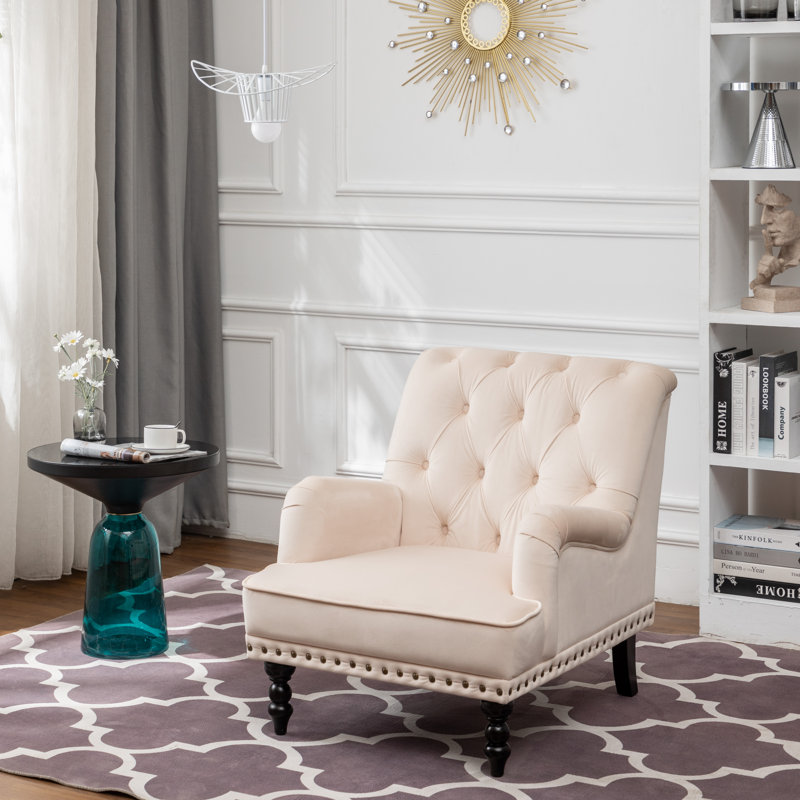 Garrett Velvet Armchair, Beige