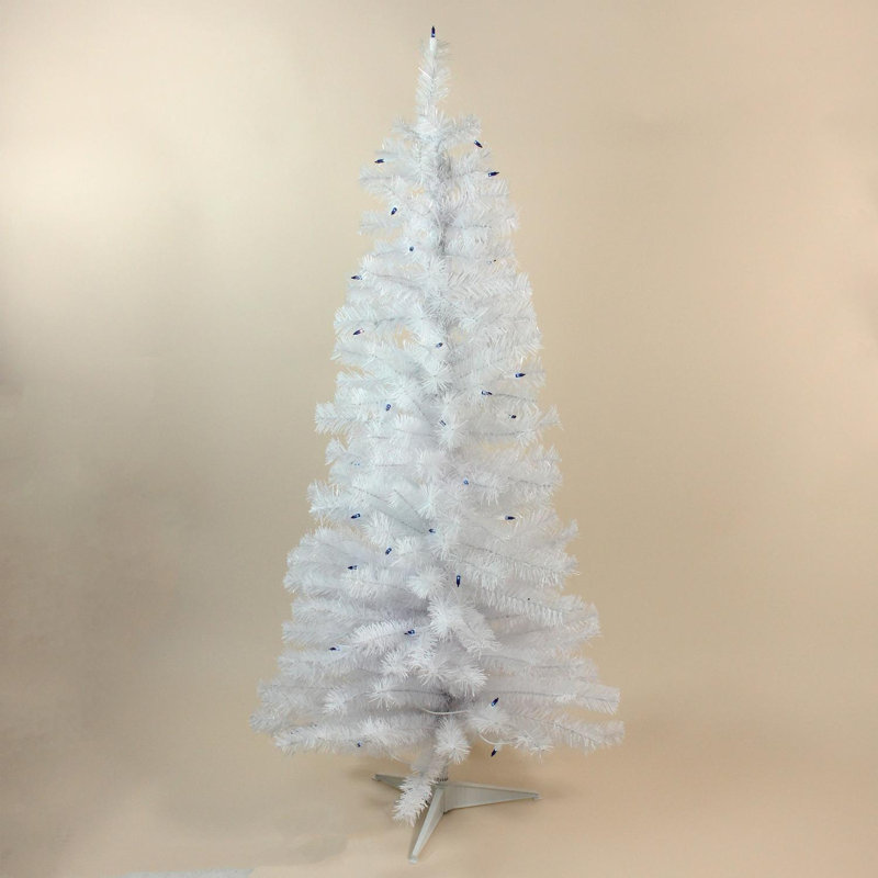 4' Pre-Lit Slim White Pine Artificial Christmas Tree - Blue Lights