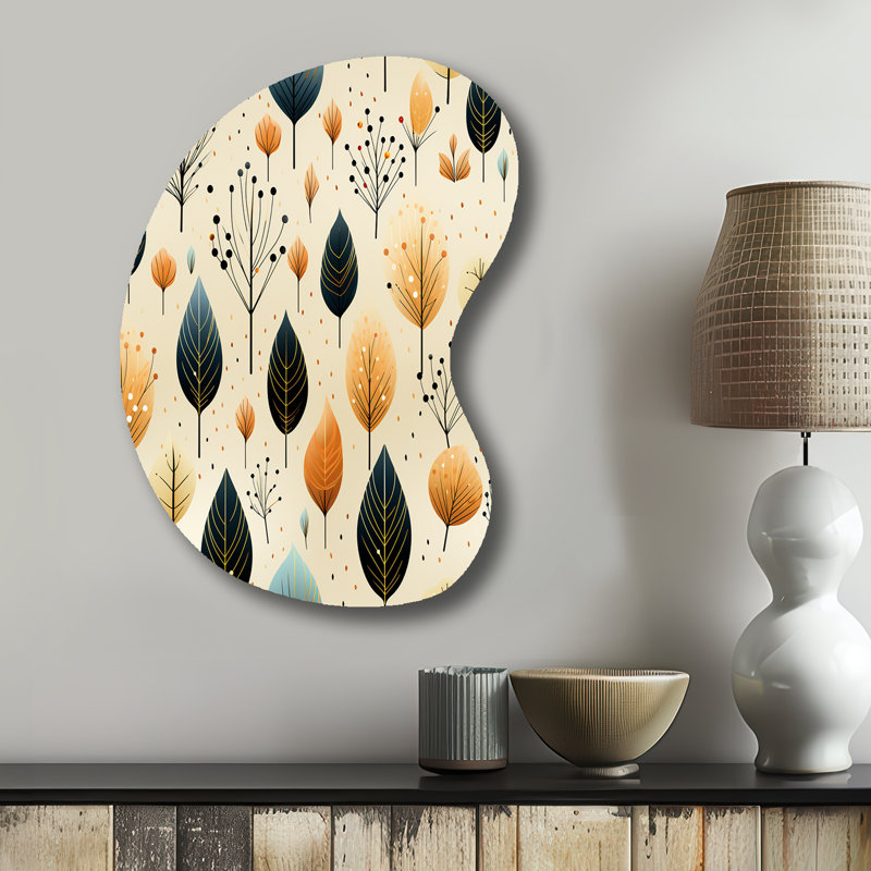 Verrill - Plants Boom Shape Asymmetric Metal Wall Sculpture, 31" H x 22" W