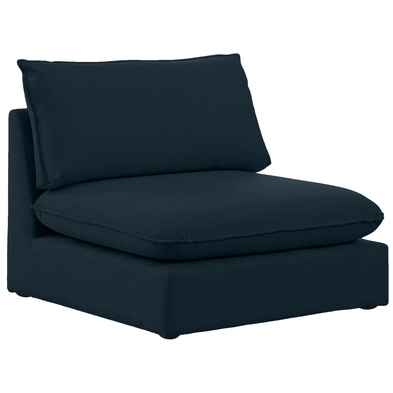 Tupman Upholstered Accent Chair, Navy Linen Textured Fabric