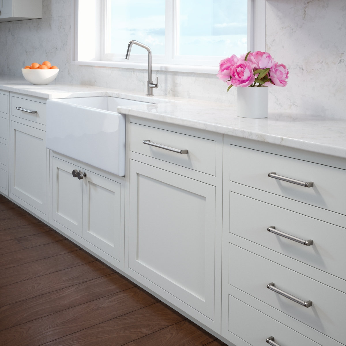 Kent Knurled Bar Cabinet Pull, Satin Nickel, 12"