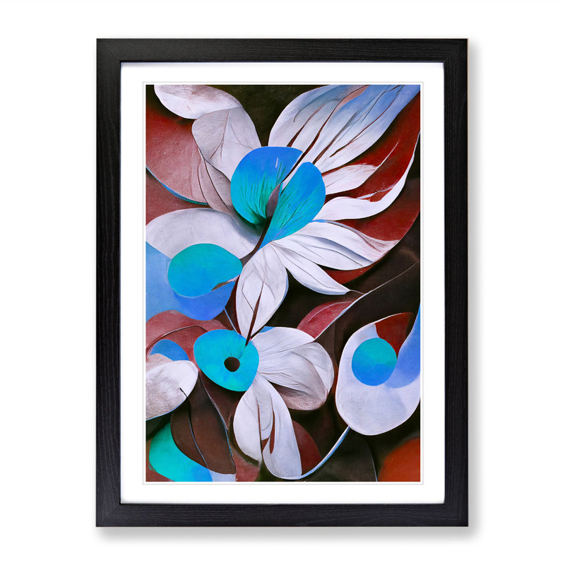 Modern Abstract Flowers No.3 - Framed Print, Black, 64cm H x 46cm W x 2cm D
