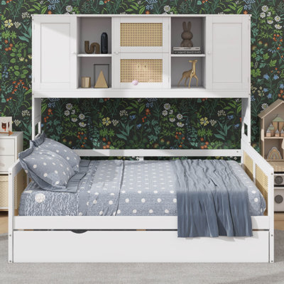 Compact Wooden Daybed, Comes With A Roll-Out Trundle And Modular Storage Units