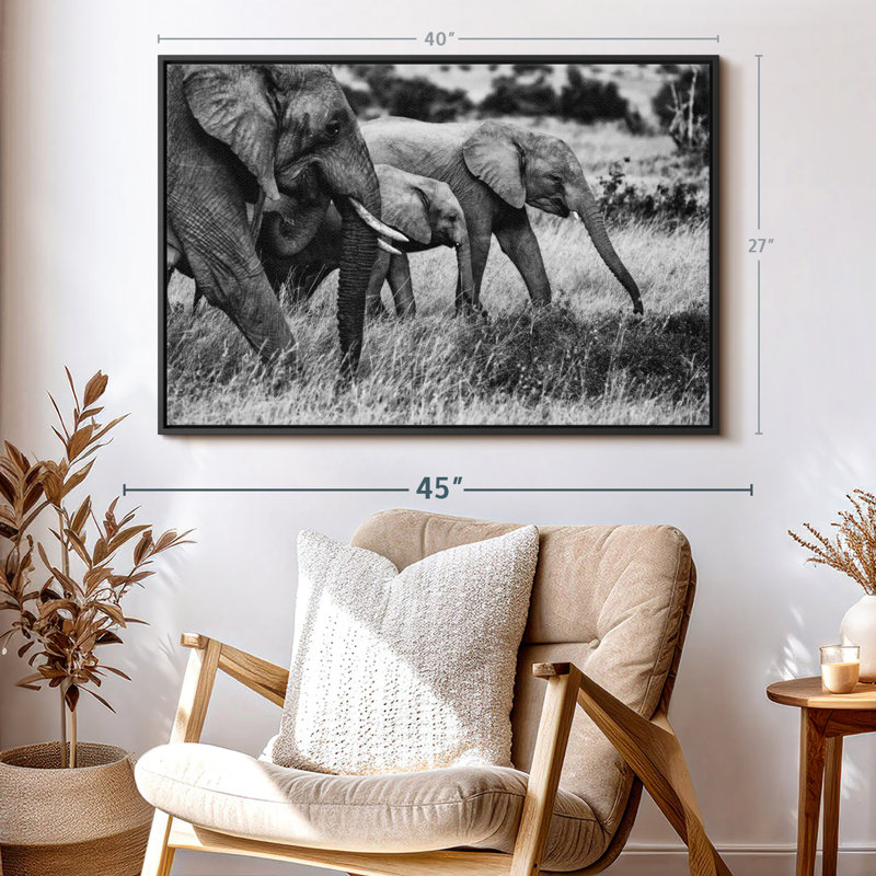 Animal "Famille d'éléphants I", art mural, H 27 po x l 40 po