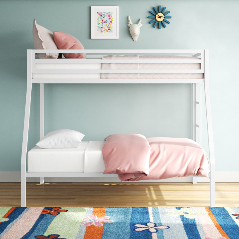 Koffler Kids Bunk Metal Bed Frame, Full, White