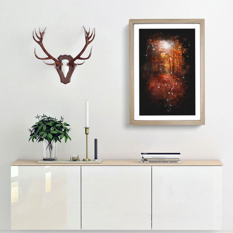 Autumn Forest Pathway - Framed Print, Oak Framed, 33cm H x 24cm W x 2cm D