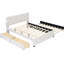 Lit plateforme tapissier avec tête de lit en brique, gigogne simple et 2 tiroirs, panneau de particules, lit en lin beige sans sommier et rangement fonctionnel-1031905483