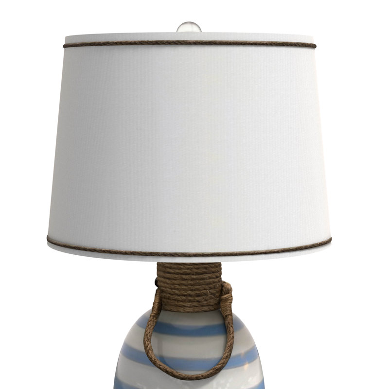 Harbor - 28" Blue Striped Ceramic Table Lamp with Rope - Set of 2 - Blue, White Finish