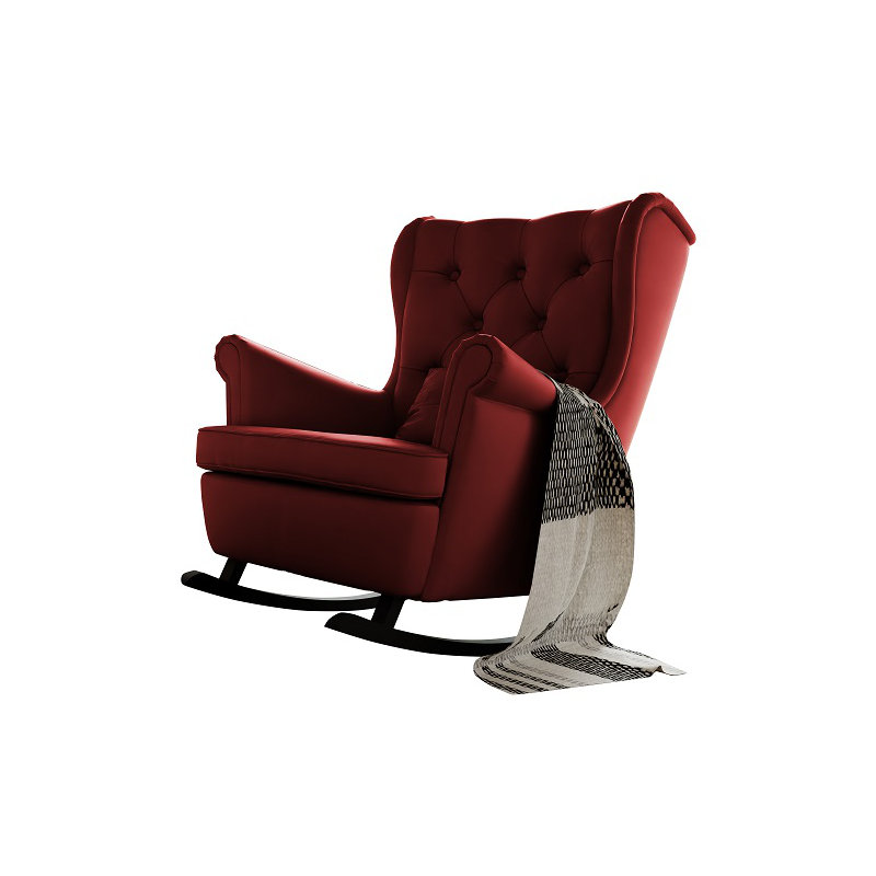Yancheva Rocking Chair, Amor Velvet 4306 Red Chenille