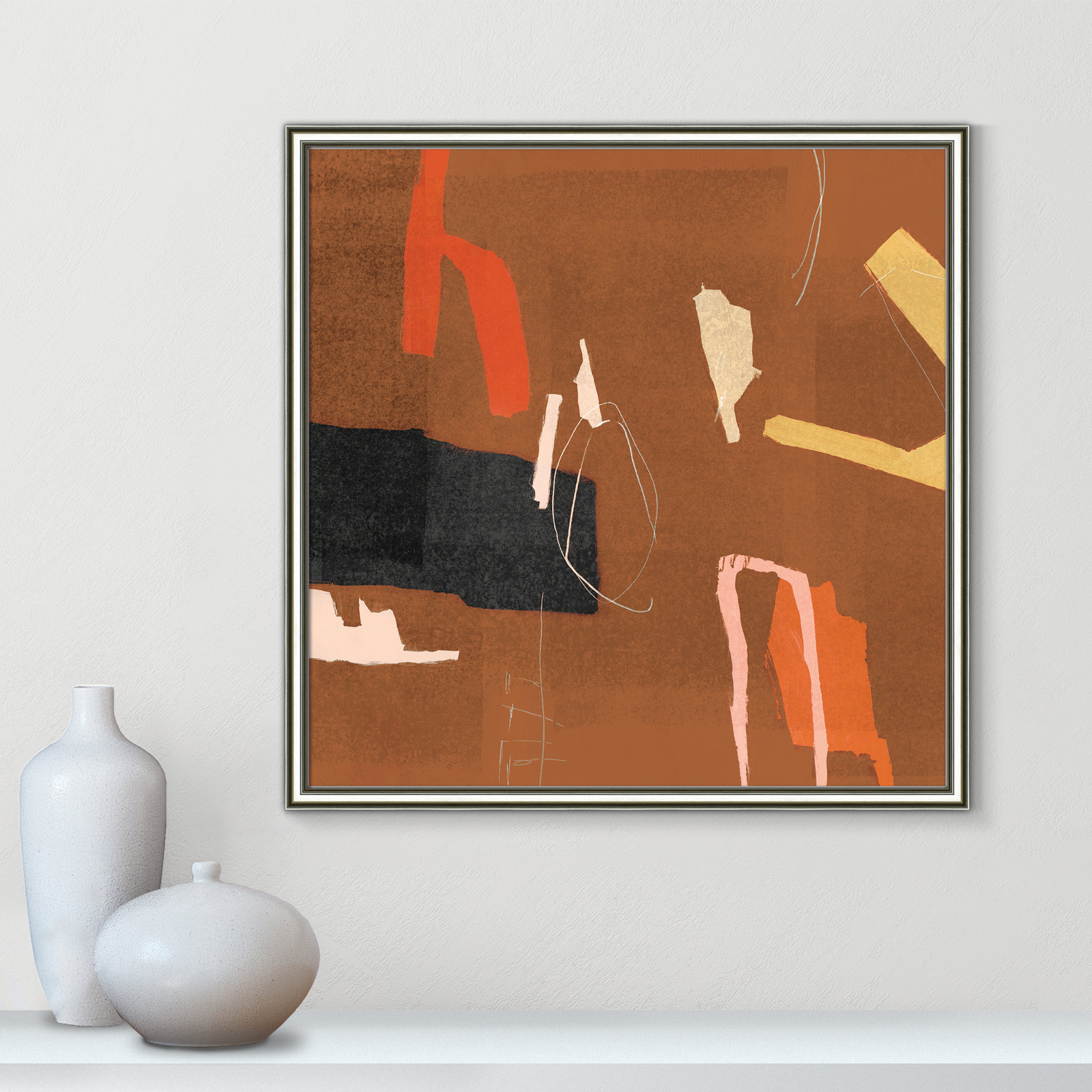 Ira "Ultra I Cinnamon Version" Painting, 24.75" H x 24.75" W x 0.875" D, Silver