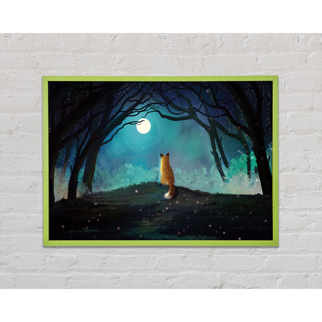 Atronna Fox Staring At The Moon - Einzelner Bilderrahmen Kunstdrucke