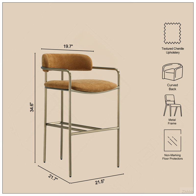 Tabouret de comptoir en curcuma, Yellow