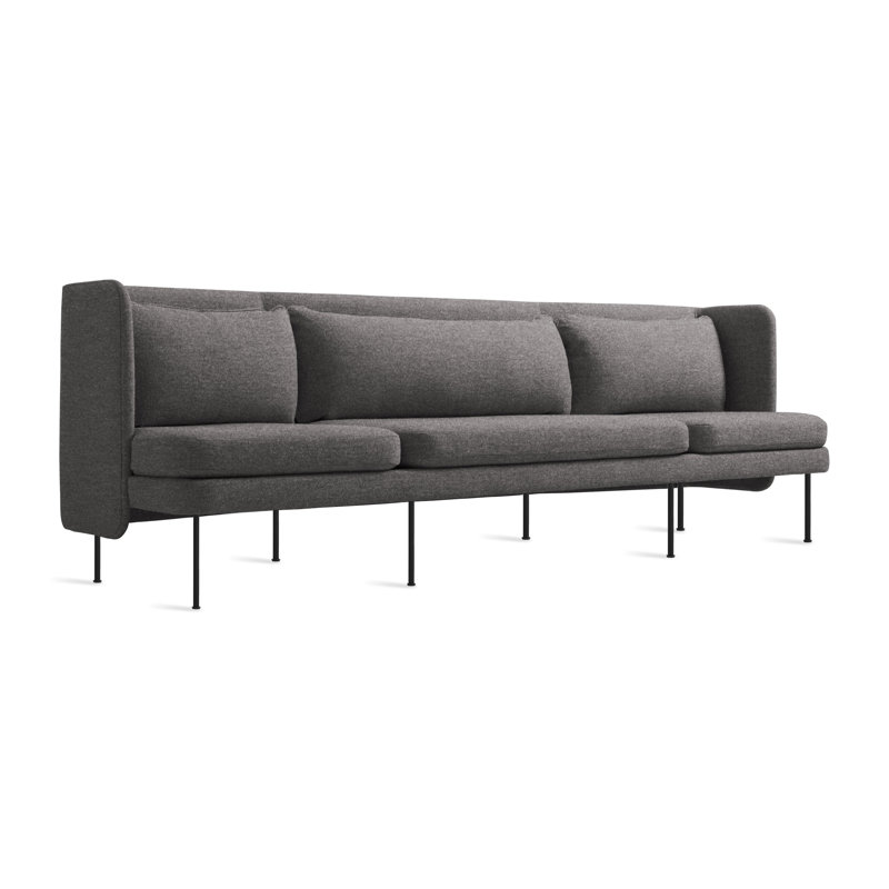 Bloke Sofa, Gabro Gray Wool Blend, 34" H x 95" W x 32" D, Oblivion