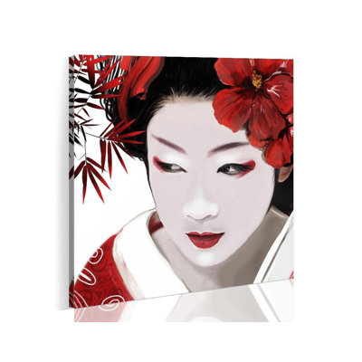 Geisha japonaise - peinture sur toile tendue