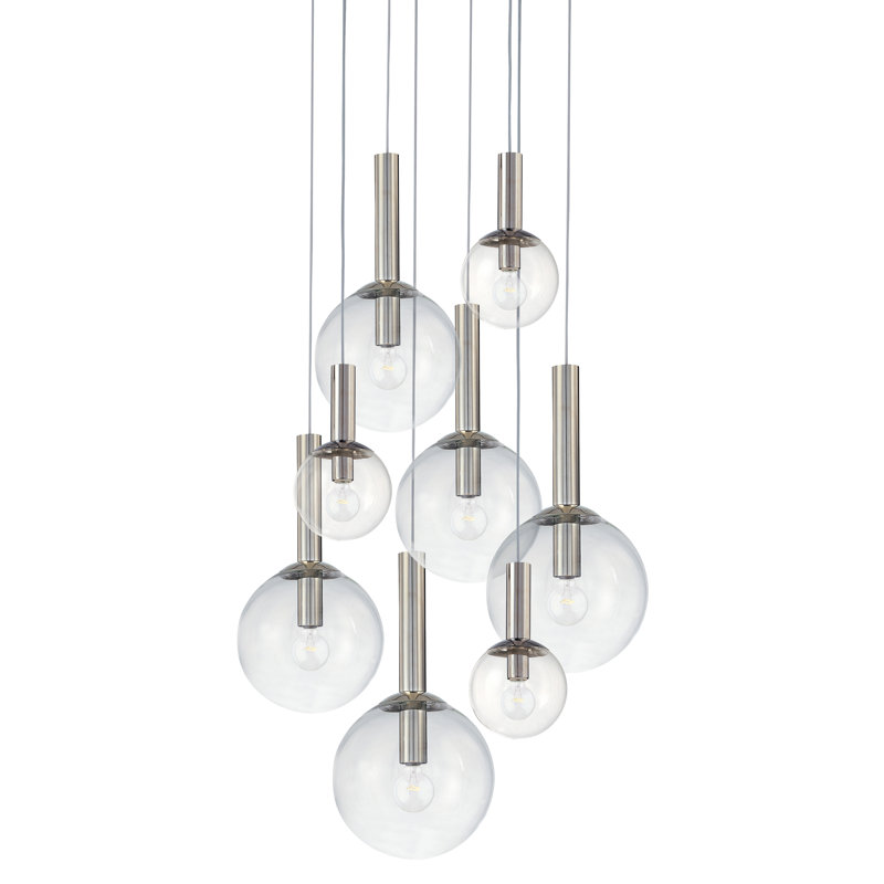 Mansbury 8 - Light Cluster Pendant, Polished Nickel, 22" H x 23" W x 23" D