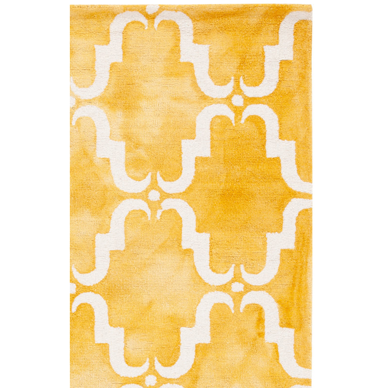 Dip Dye Hand Tufted Wool Geometric Rug, Rectangle 4' x 6'