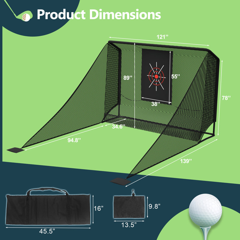 Golf Practice Net 10X7Ft With Carry Bag & Stakes