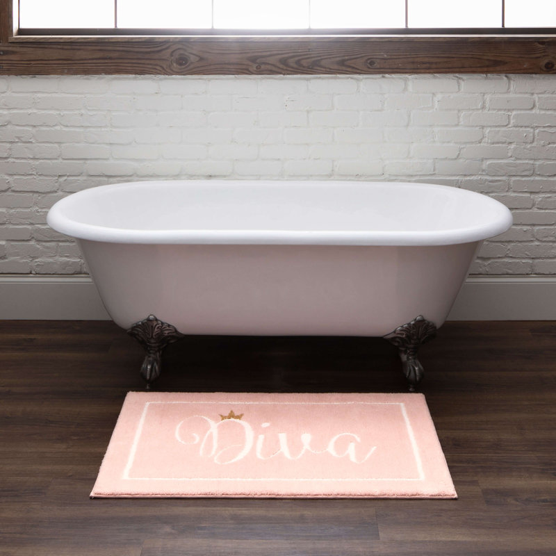 Diva High/Low Non-Slip Fade/Stain Resistant Machine Washable Bath Mat, Pink, 24" W x 40" L