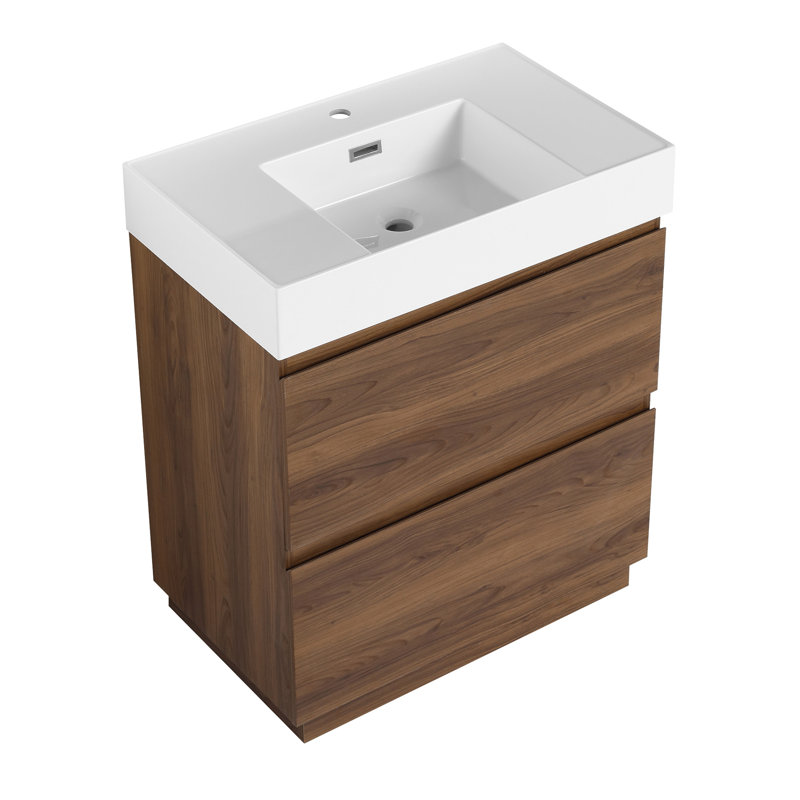 Ensemble de meuble-lavabo 30 po avec lavabo simple, Brun