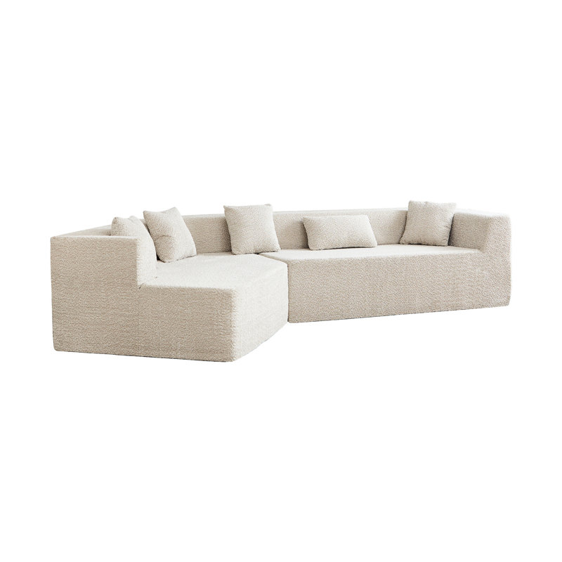 Aucun assemblage requis - Module de confort respirant beige à siège profond de style géométrique moderne à siège profond de 127,5 po