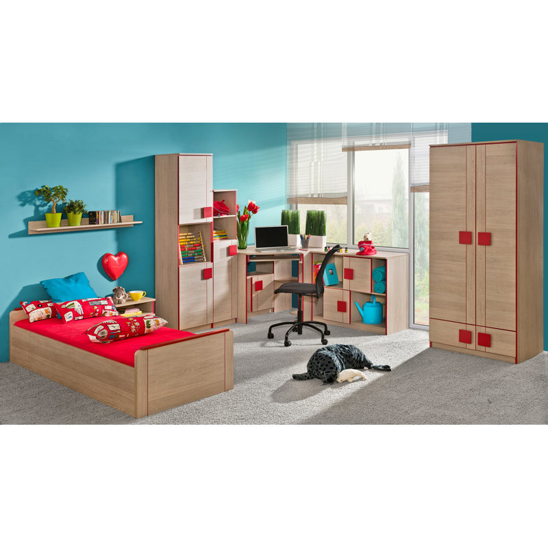 Troutville 1 Drawer Nightstand, Beige/Red