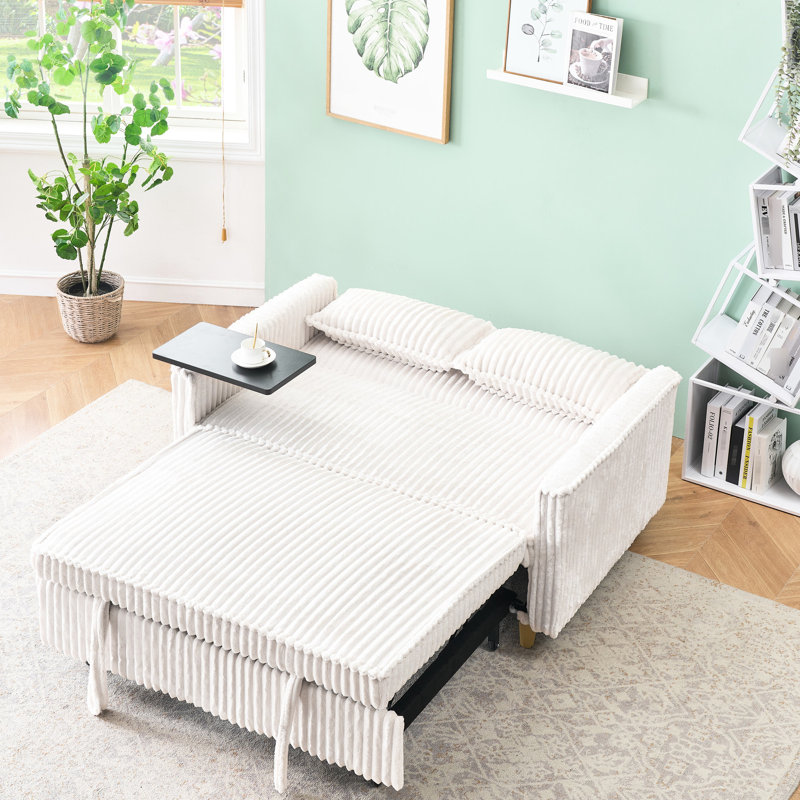 Velours côtelé beige avec table mobile et port de charge, répondant à un style de vie moderne qui répond à vos divers besoins