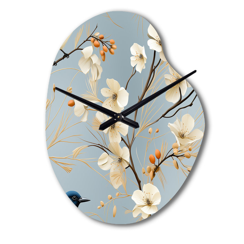 Horloge murale en métal à motif floral irrégulier minimaliste, Petit