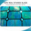Lampe de table Tiffany 12 pouces style perles bleues en verre coloré